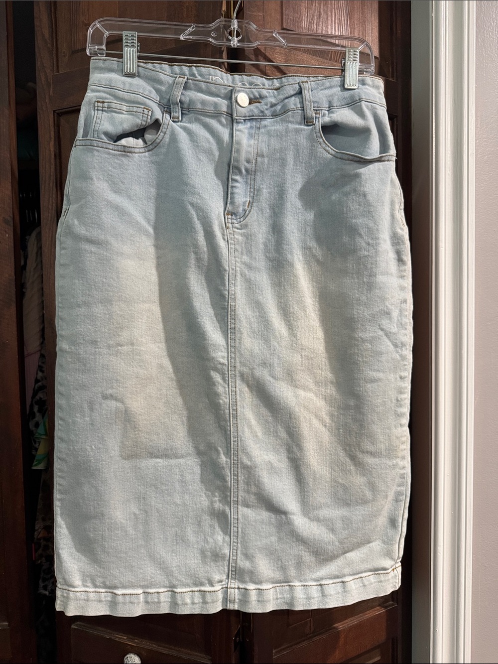 Nuggles Light Wash Denim Pencil Skirt - Women's Light Blue